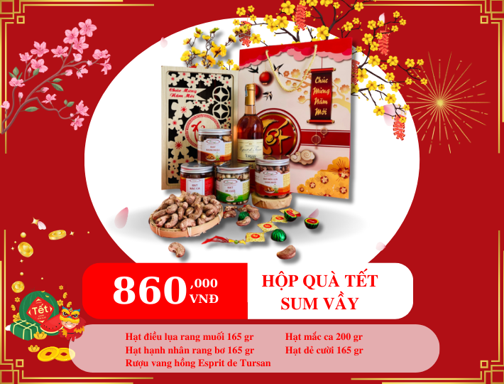 HỘP HẠT DINH DƯỠNG QUÀ TẶNG SUM VẦY 2 HOP QUA TET SUM VAY