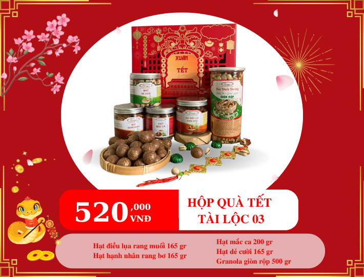 HỘP HẠT DINH DƯỠNG QUÀ TẶNG TÀI LỘC 03 2 Bộ quà tặng Tết 2025 Tài Lộc 03