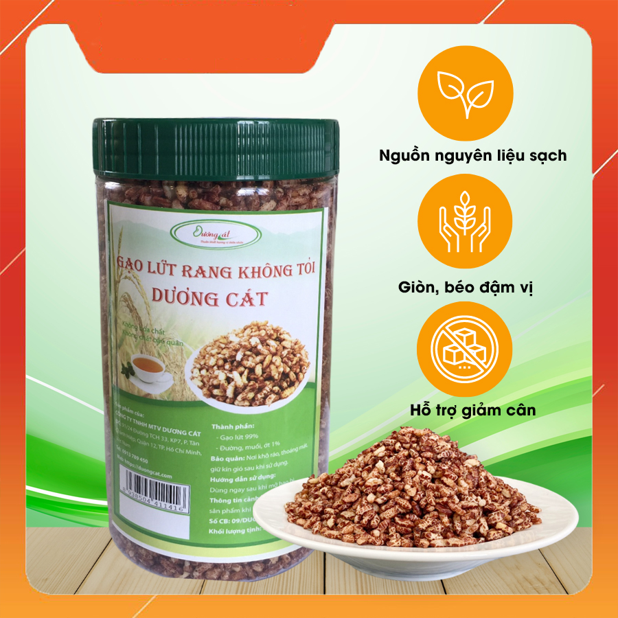 Gạo lứt rang không tỏi Dương Cát 300g thơm non giòn béo