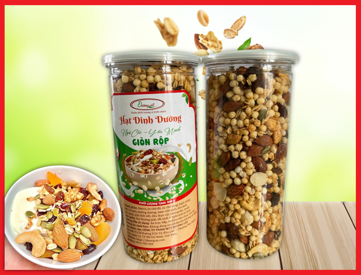 Granola Yến Mạch Nổ Giòn Rộp Hủ 500g Hạt Ngũ Cốc