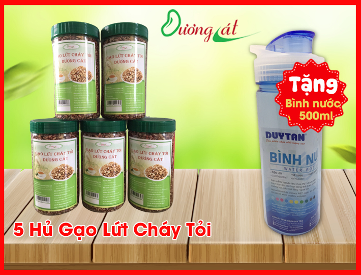 [Free 500ml Duy Tan Water Bottle] Combo of 5 Packs of Duong Cat Garlic-Flavored Crispy Brown Rice (300g)